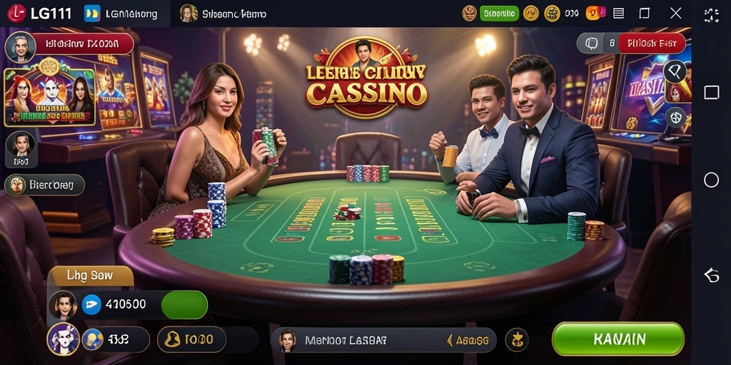Tangkapan layar dari gameplay Live Casino di LG111, menampilkan dealer dan meja permainan.
